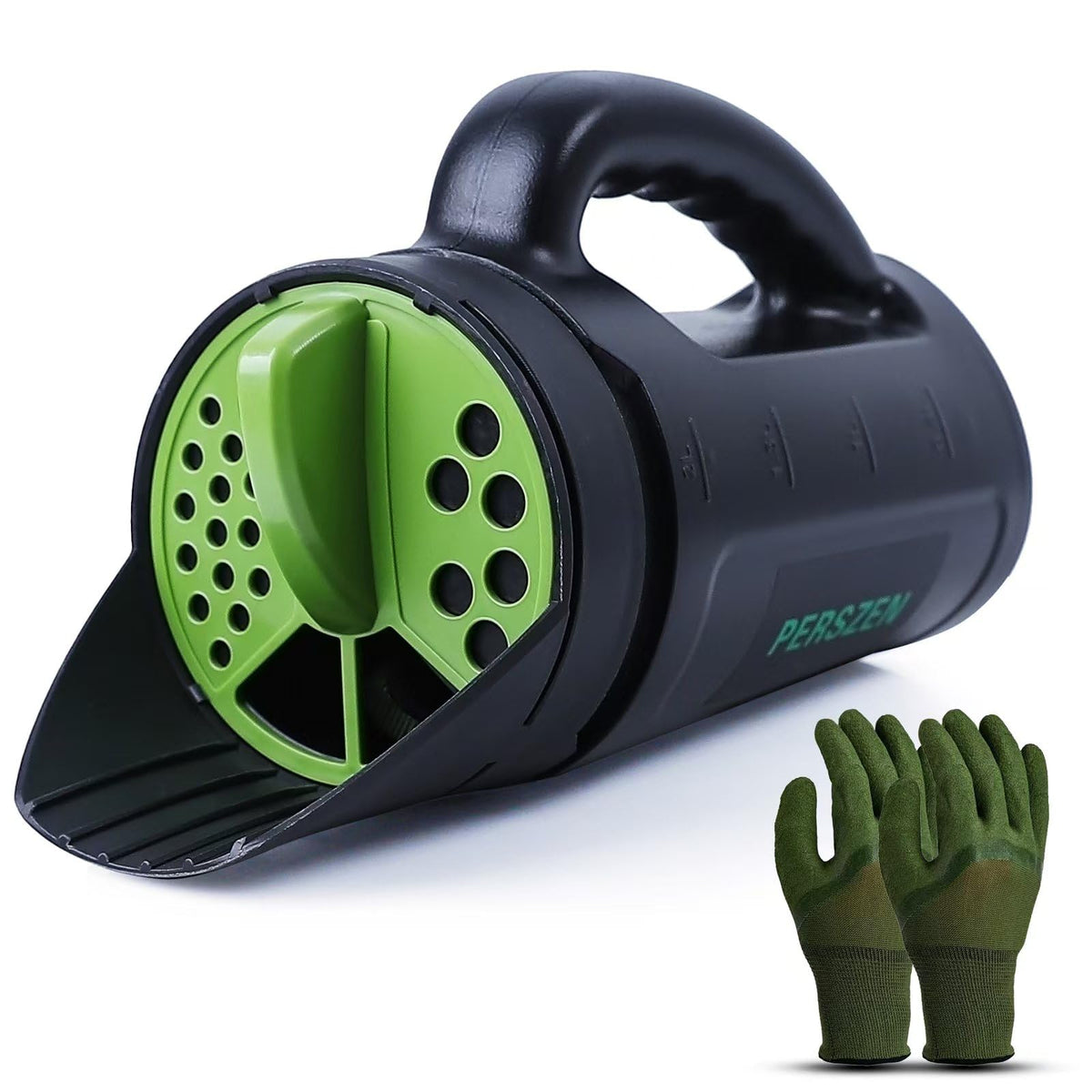 PERSZEN seed spreader with ergonomic handle for steady, even distribution