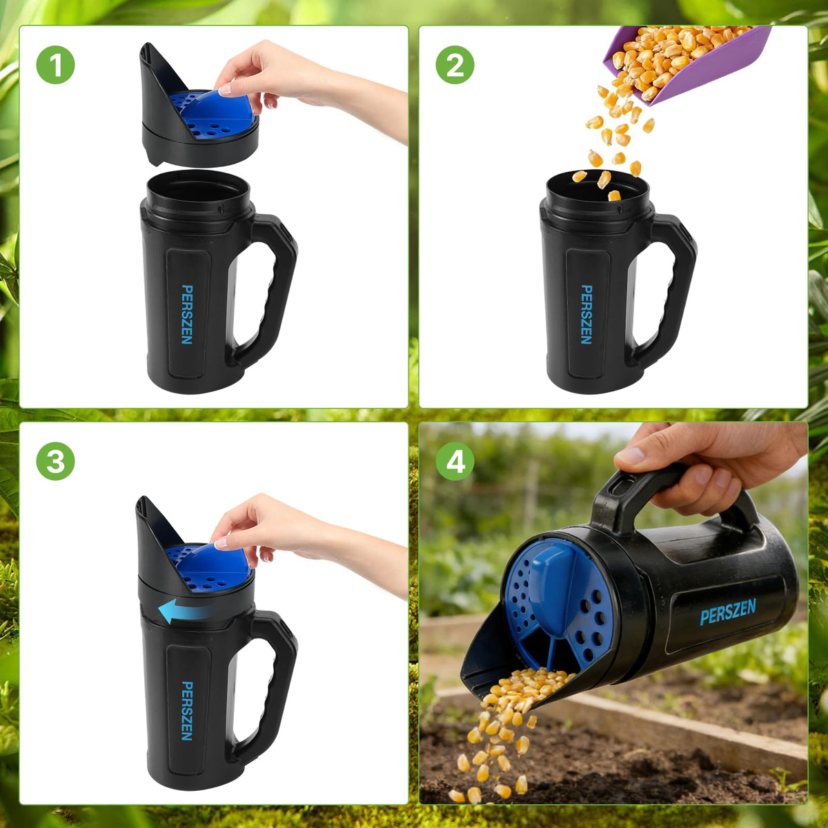 PERSZEN easy-fill scoop aids quick, tidy loading