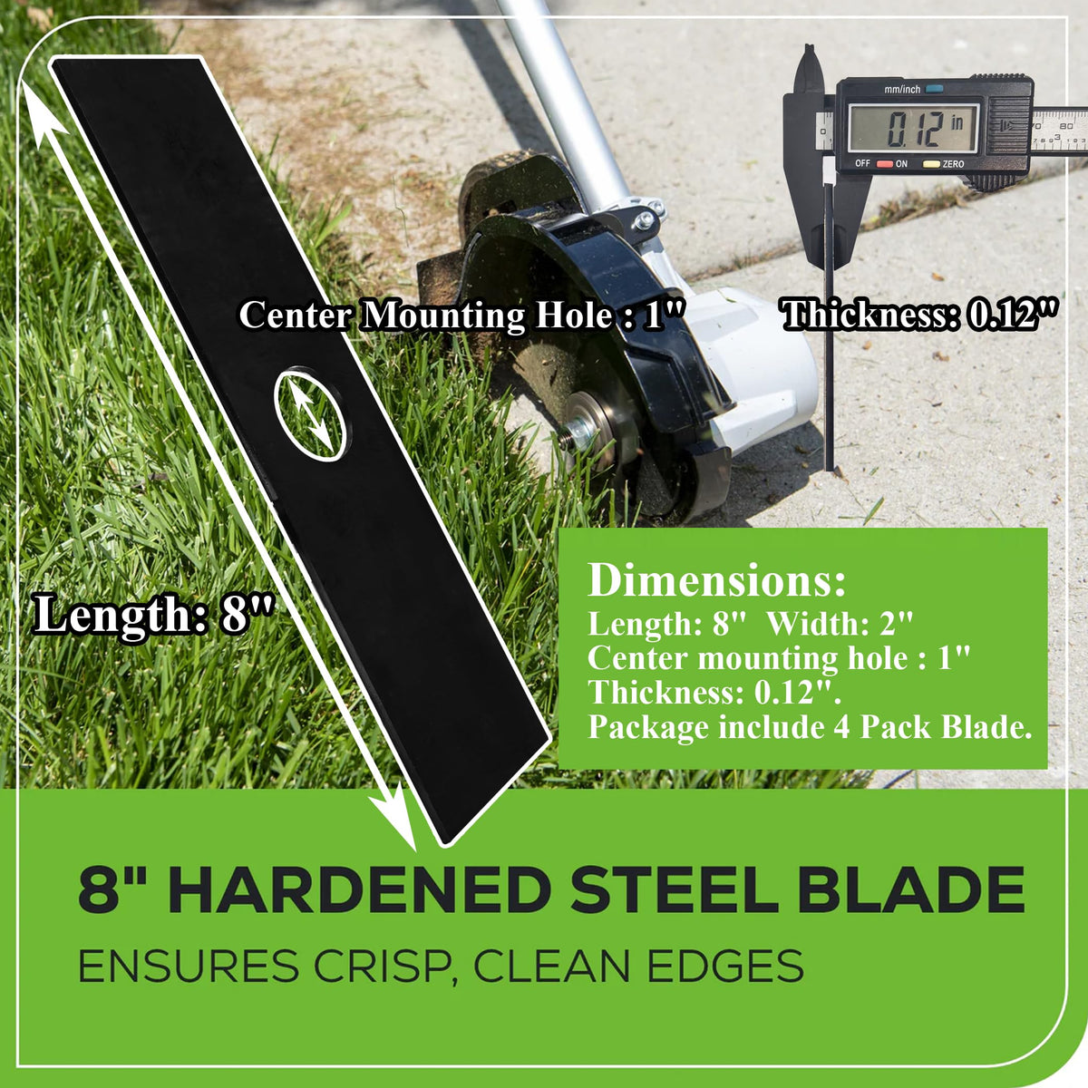 Pertresion edger blade close-up highlighting a durable steel edge and smooth finish