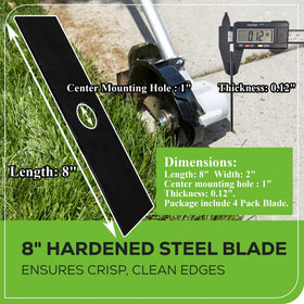 Pertresion edger blade close-up highlighting a durable steel edge and smooth finish