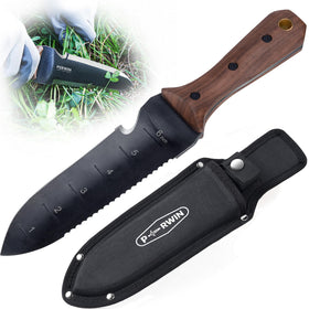 PERWIN Hori Hori knife blade close-up for precise garden cutting