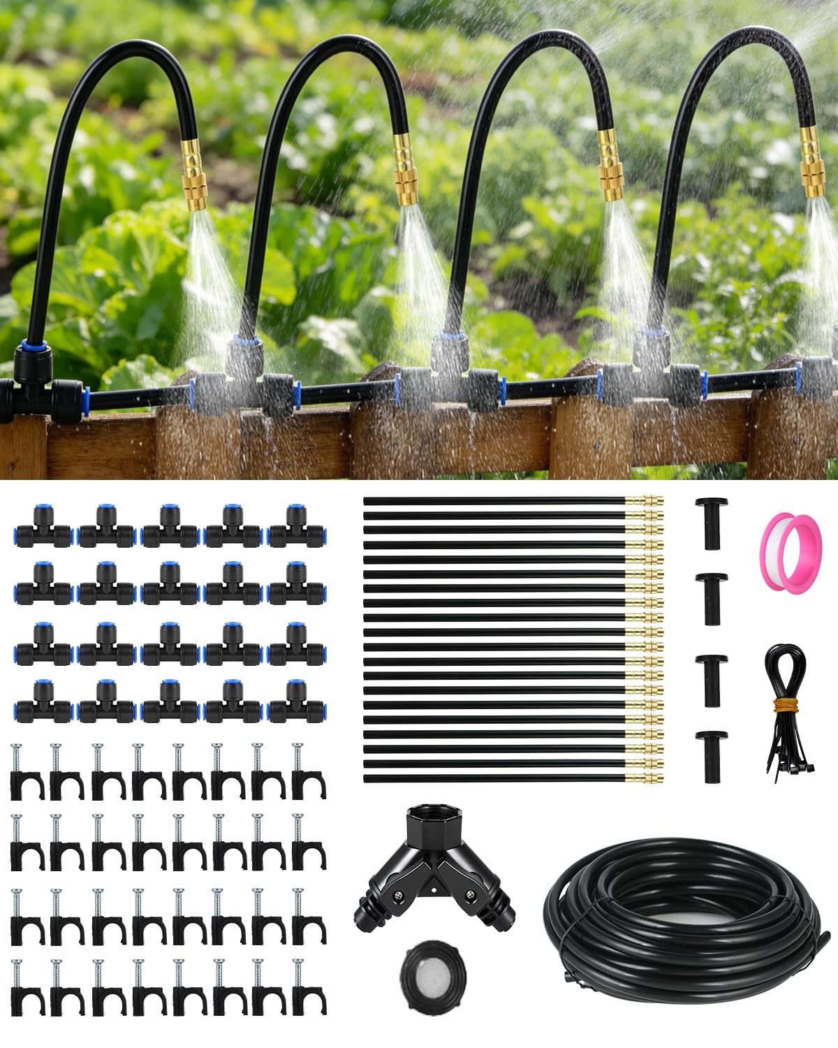PESIODU 130FT tubing close-up highlighting durable outdoor construction for reliable watering.