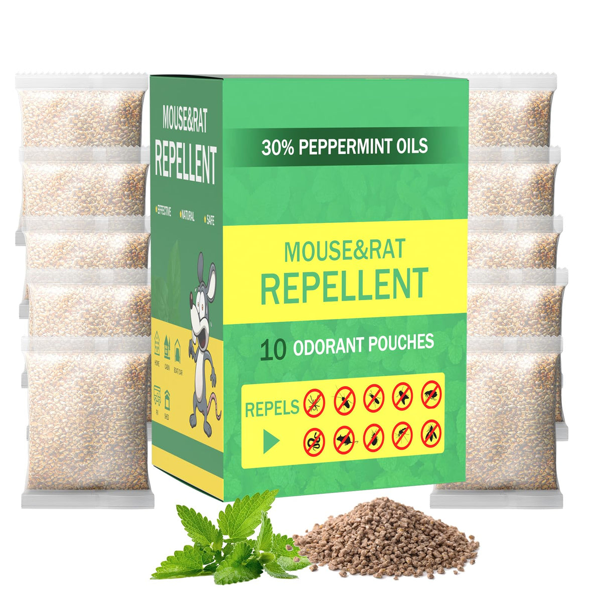 PestMentor mouse repellent pouch pack 10 provides indoor pest deterrence with mint scent