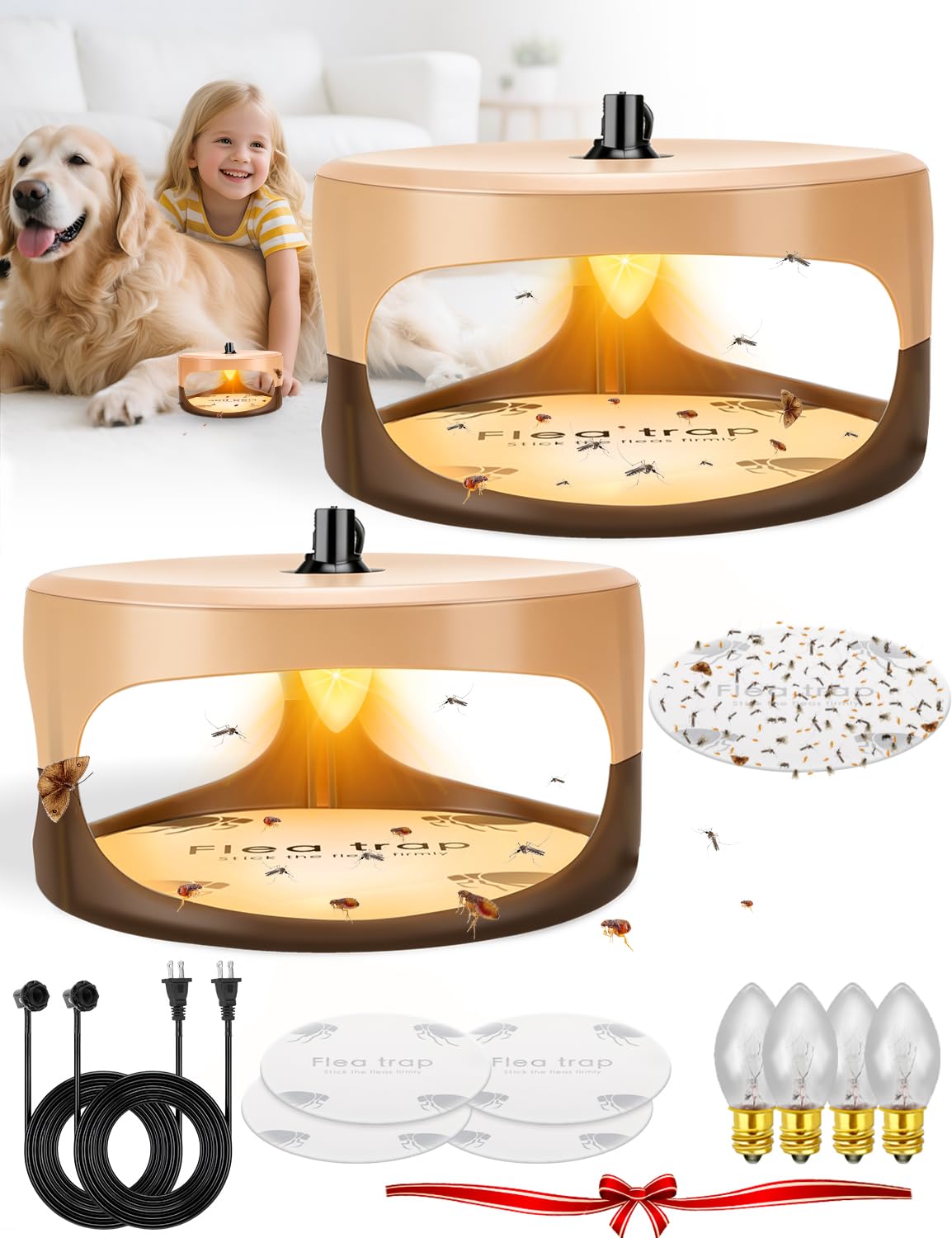 Pestvanish flea trap inside home light captures fleas safely without sprays