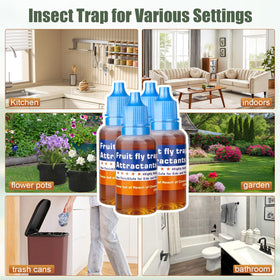 Pestvanish fruit fly trap refill close-up, non-toxic attractant near food prep
