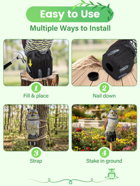 Pestvanish Owl Decoy easy-installation for quick pest deterrence.