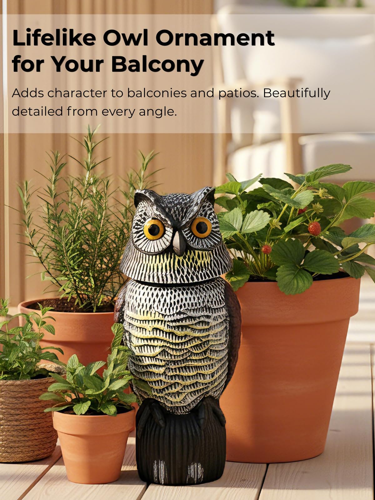 Pestvanish owl sturdy base provides stable freestanding display