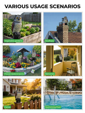 Pestvanish owl versatile placement on steps, tables, or railings