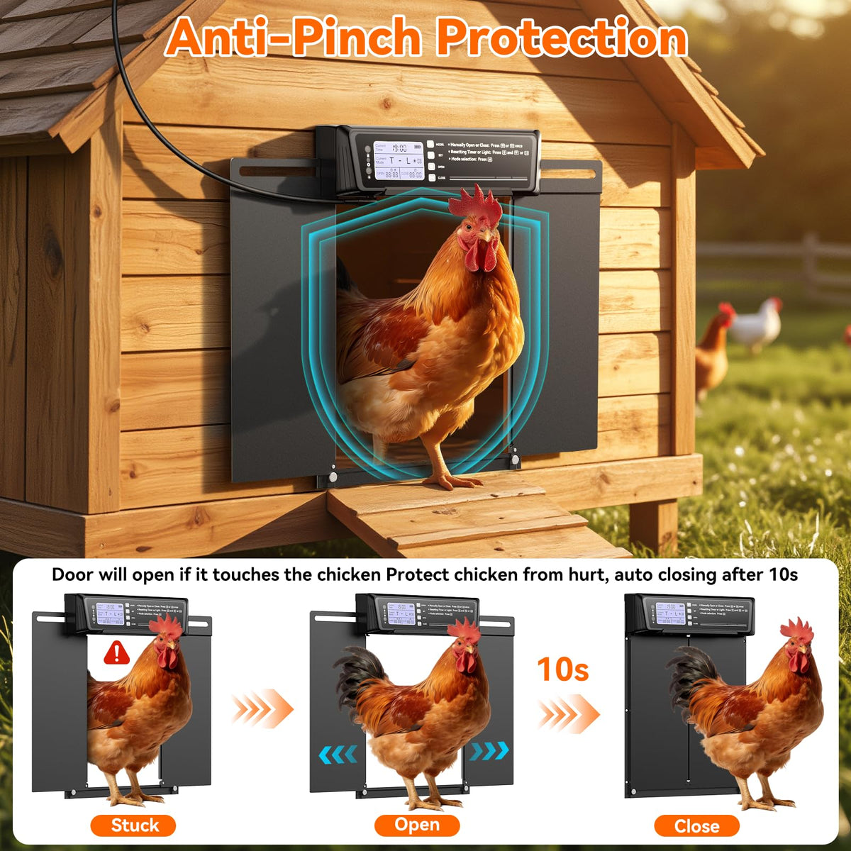Pet Deluxe anti-pinch sensors and predator protection enhance coop safety