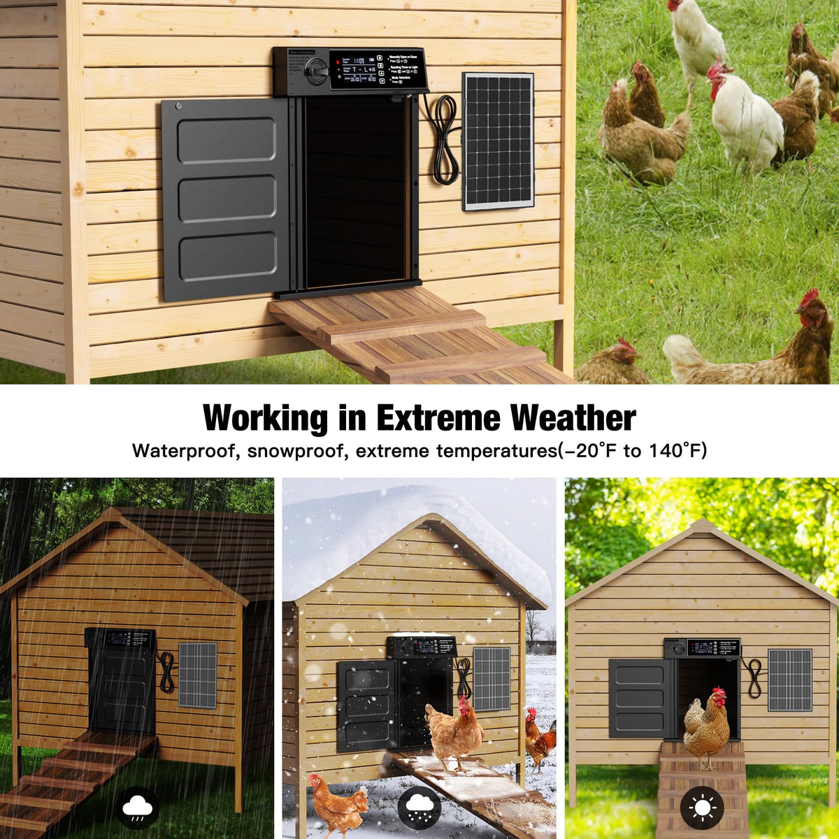 Pet Deluxe larger entrance design accommodates various poultry sizes for easier entry and exit.