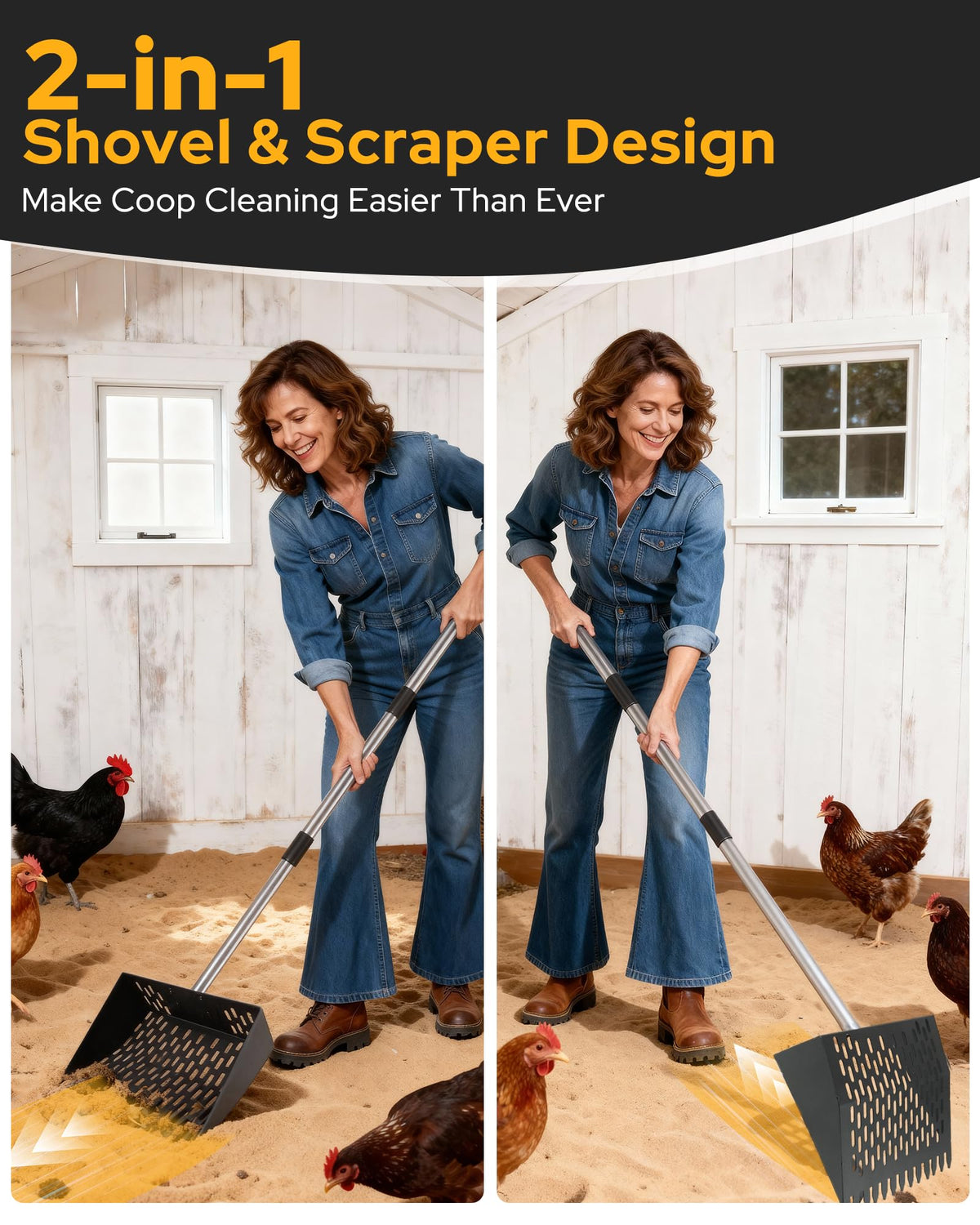 PETDOTT chicken coop cleaner with ergonomic handle for comfortable use.