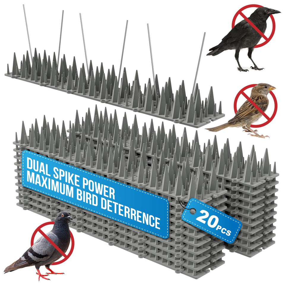 Petfolio balcony setup: bird spikes deter perching on ledges.