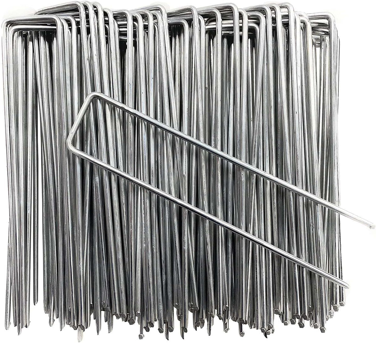Petgrow galvanized 6-inch garden stakes with sharp tips for easy ground insertion.