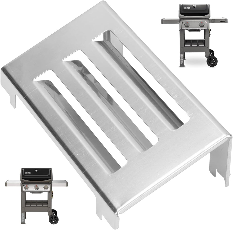PETKAO 67060 heat deflector for Weber, back view highlights heat reflection to the cooking surface.