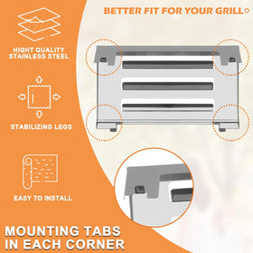 PETKAO 67060 heat deflector for Weber, close-up on rugged stainless steel construction.