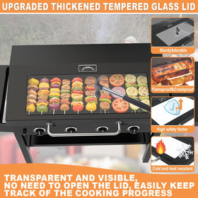 PETKAO tempered glass lid protects the griddle from dust and moisture when not in use.