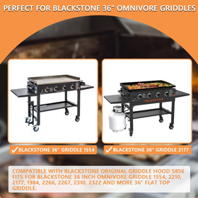 PETKAO visualized glass lid provides see through heat management for Blackstone 36 inch griddles.