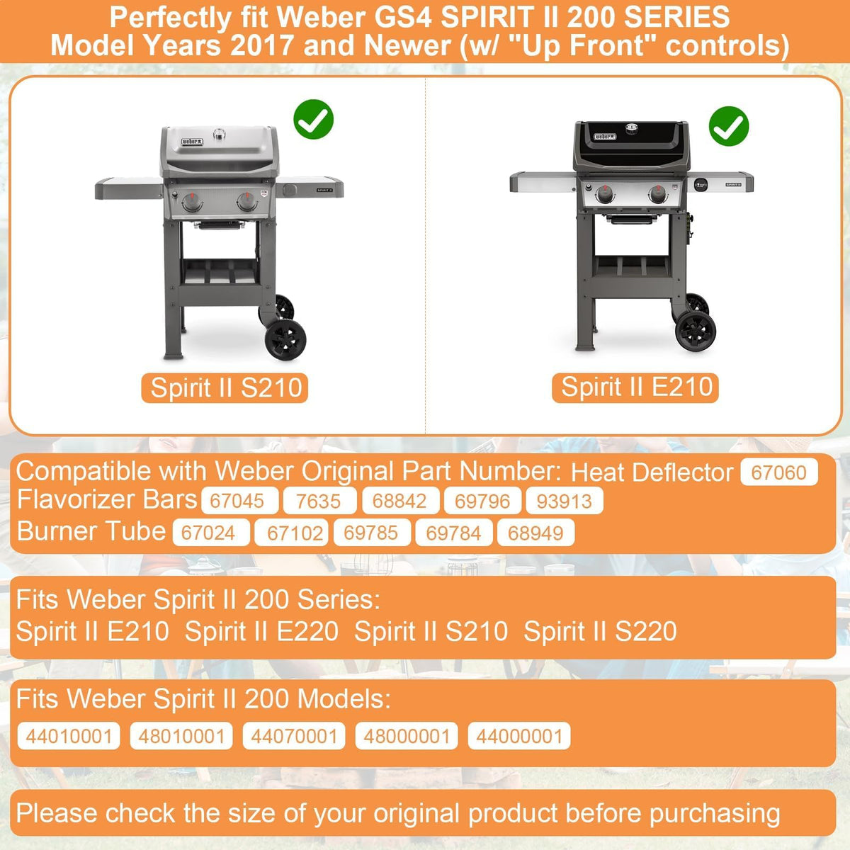PETKAO Weber Spirit II main burner tubes visible for reliable flame alignment