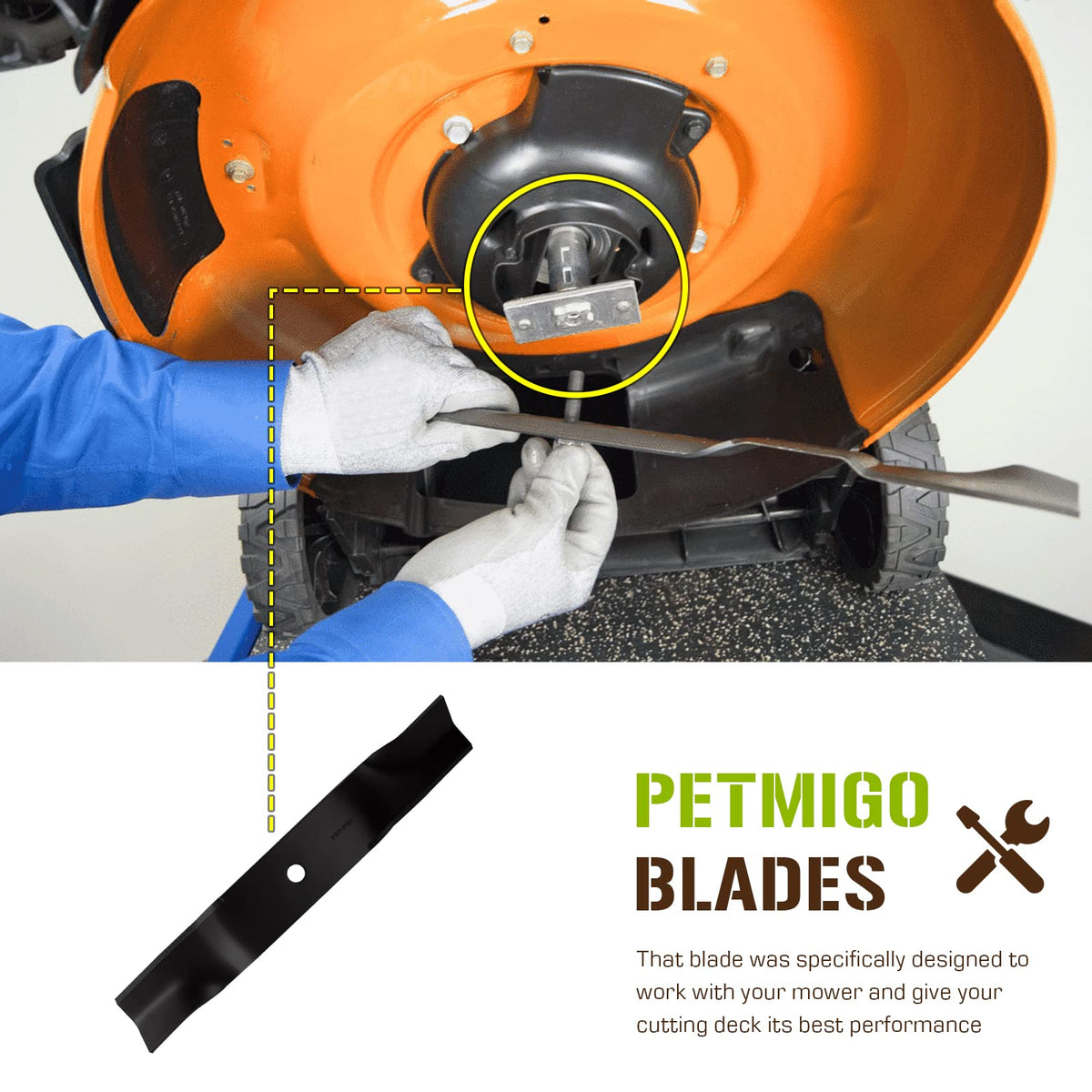 PetMigo 3-pack mower blades for quick replacement and minimal downtime.