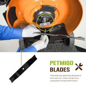 PetMigo 3-pack mower blades for quick replacement and minimal downtime.