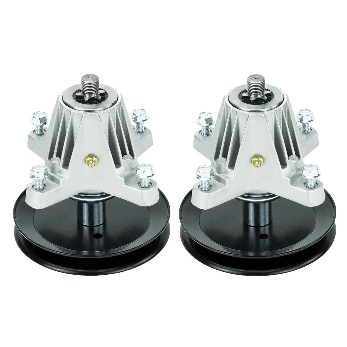 PetMigo LT42 spindle front view showing durable construction for mower compatibility