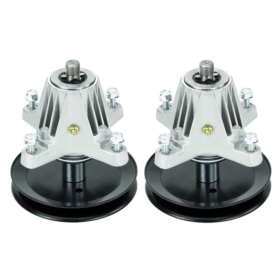 PetMigo LT42 spindle front view showing durable construction for mower compatibility