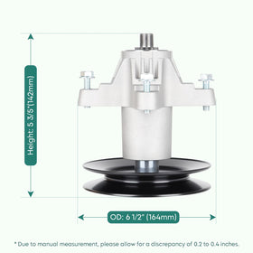 PetMigo LT42 spindle side view highlighting precise fit with 42 inch decks