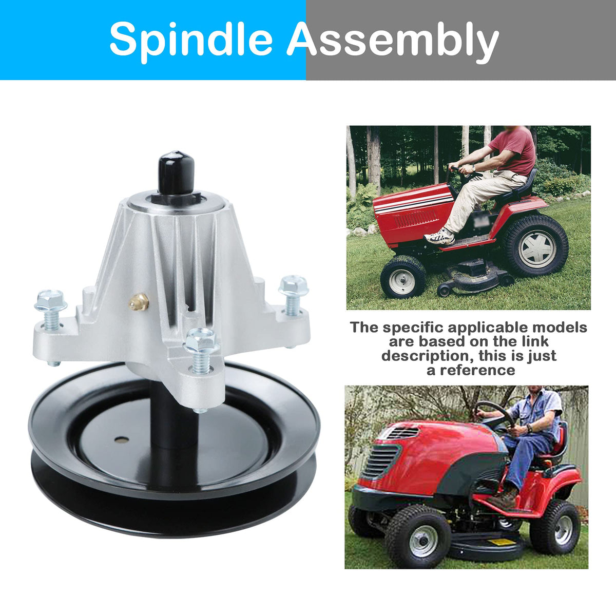 PetMigo spindle assembly in use on a riding mower, showcases durability.