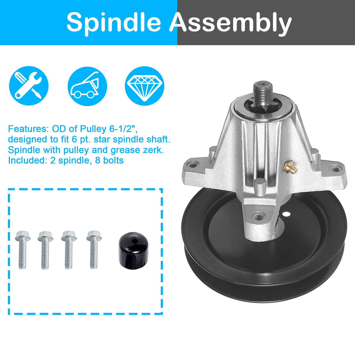 PetMigo replacement spindle for MTD LT2000 LT2500 maintains deck performance.