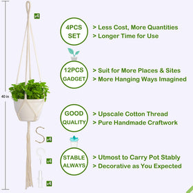 Petonfun macrame hanger with S-shaped hooks secures pots neatly.