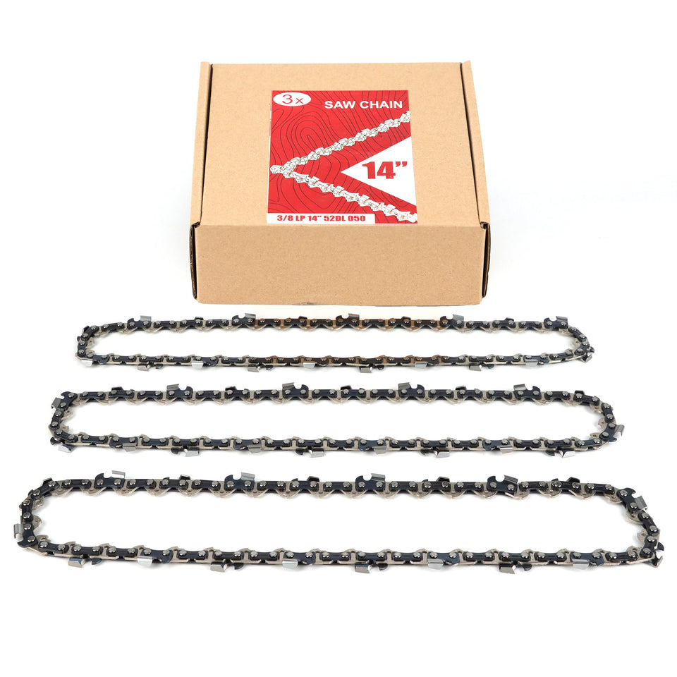 PETOX 3-pack 14-inch chainsaw chain ready for replacement on compatible saws