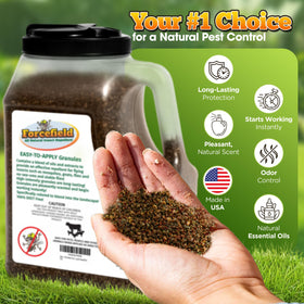 Petra ForceField granules applied on lawn and patio for long-lasting protection