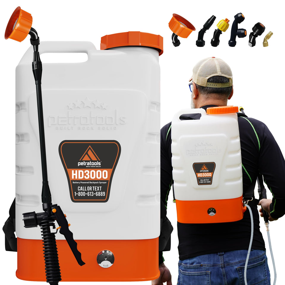 Petra HD3000 backpack sprayer with long battery life for efficient lawn work