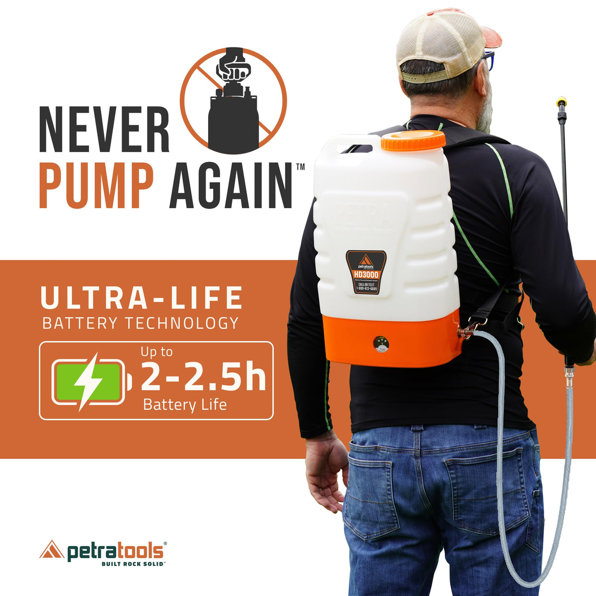 Petra HD3000 backpack sprayer showing comfortable padded straps