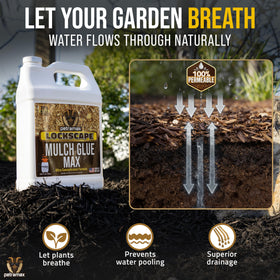Petra Max Lockscape Mulch Glue stabilizes leaf piles and debris.