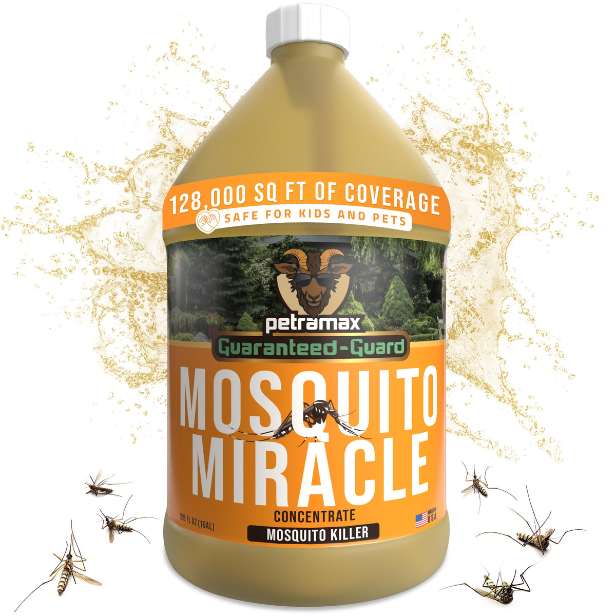 PetraMax outdoor mosquito spray bottle ready for yard use and pest reduction.