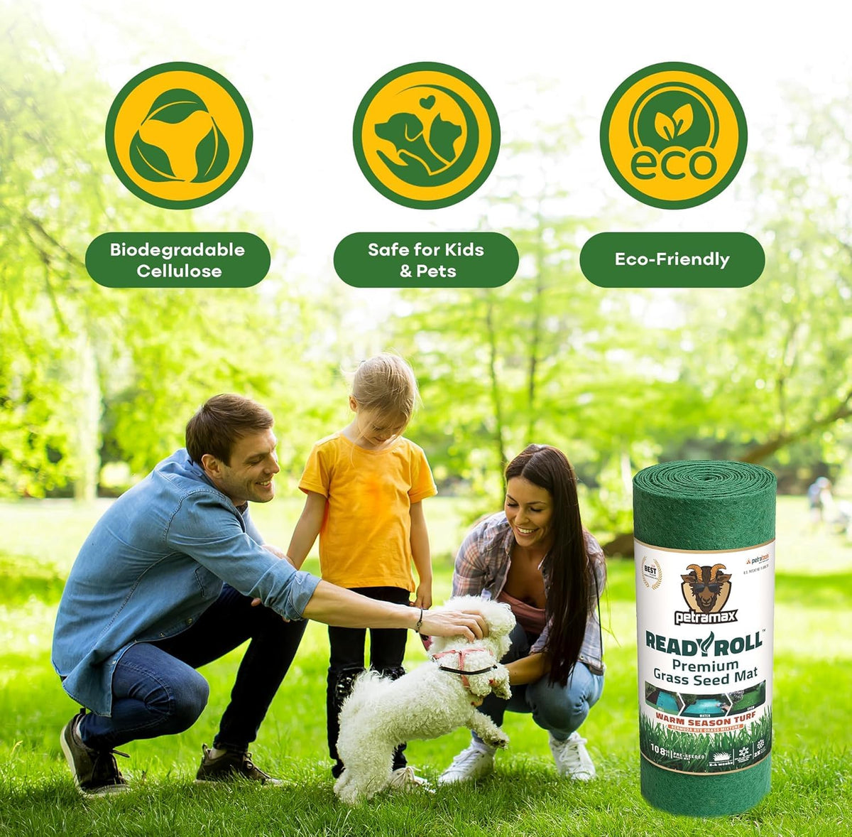 Petramax ReadyRoll ideal for southern lawns with quick, even coverage.