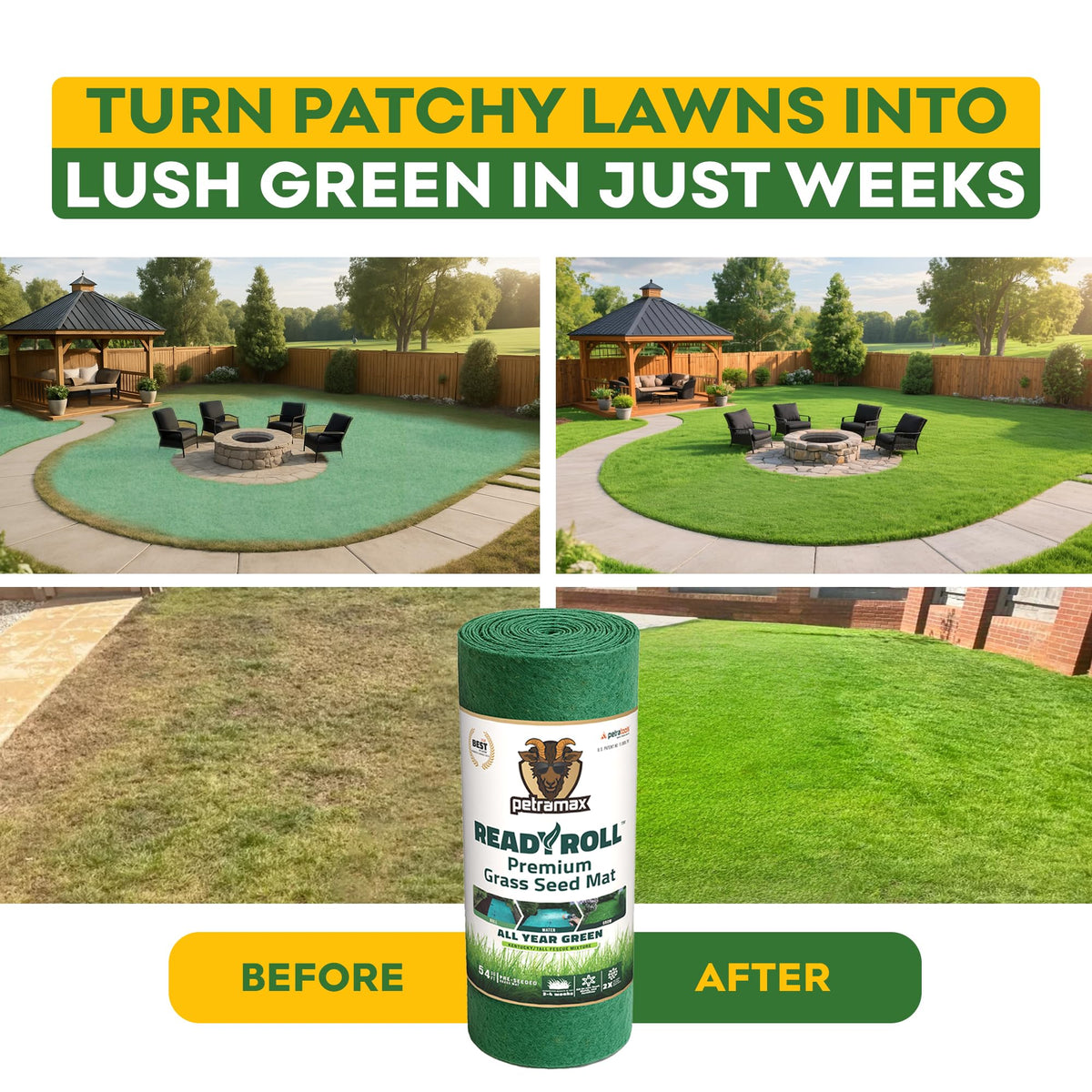 PETRAMAX ReadyRoll with 2X seed density for thicker, faster coverage.