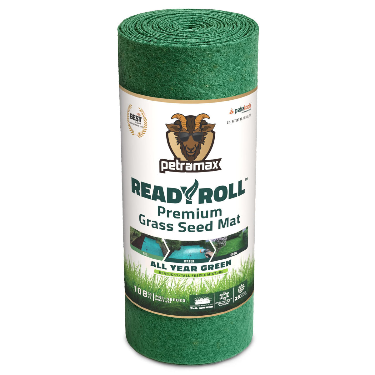 PETRAMAX ReadyRoll applied to bare lawn for patch repair.