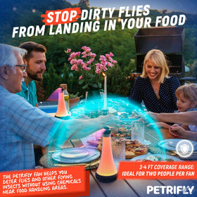 PETRI Fly Fans table twist blade provides visual deterrence for flies