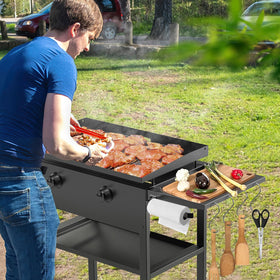 Petrirufun side table keeps tools, towels, and condiments within arm's reach.
