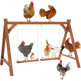 Petsfit wooden chicken perch two swings for natural climbing and social interaction.