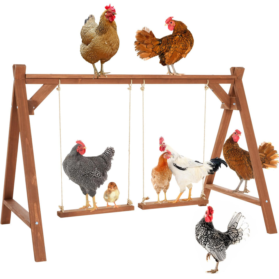 Petsfit wooden chicken perch two swings for natural climbing and social interaction.