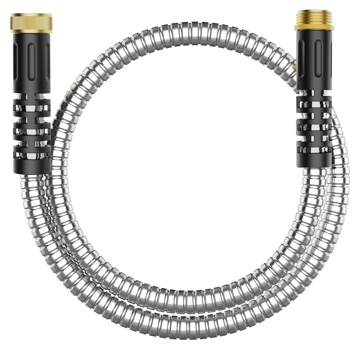 Petswi 3ft short garden hose, stainless steel and durable for outdoor watering.