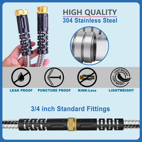 Petswi lightweight stainless hose for easy handling and reduced drag.