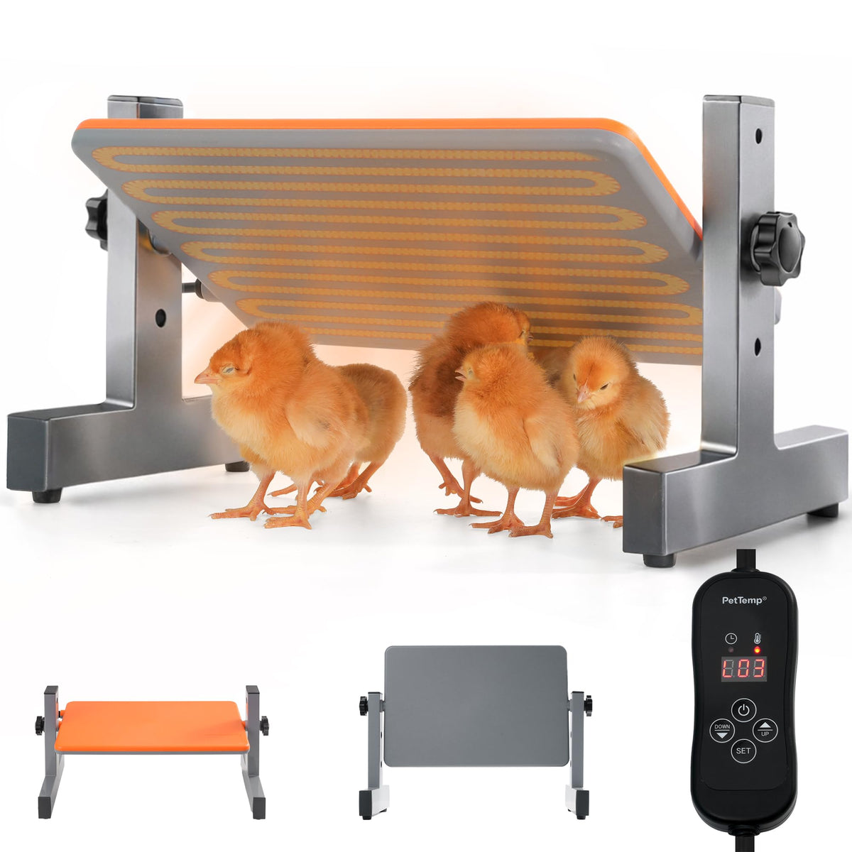 PetTemp Smart Chick Brooder Plate top view showing compact radiant heat for hatchlings