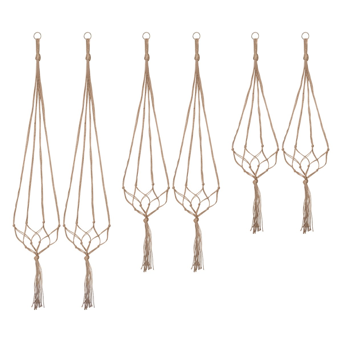 Petutu indoor macrame plant hangers six-pack for stylish room display.
