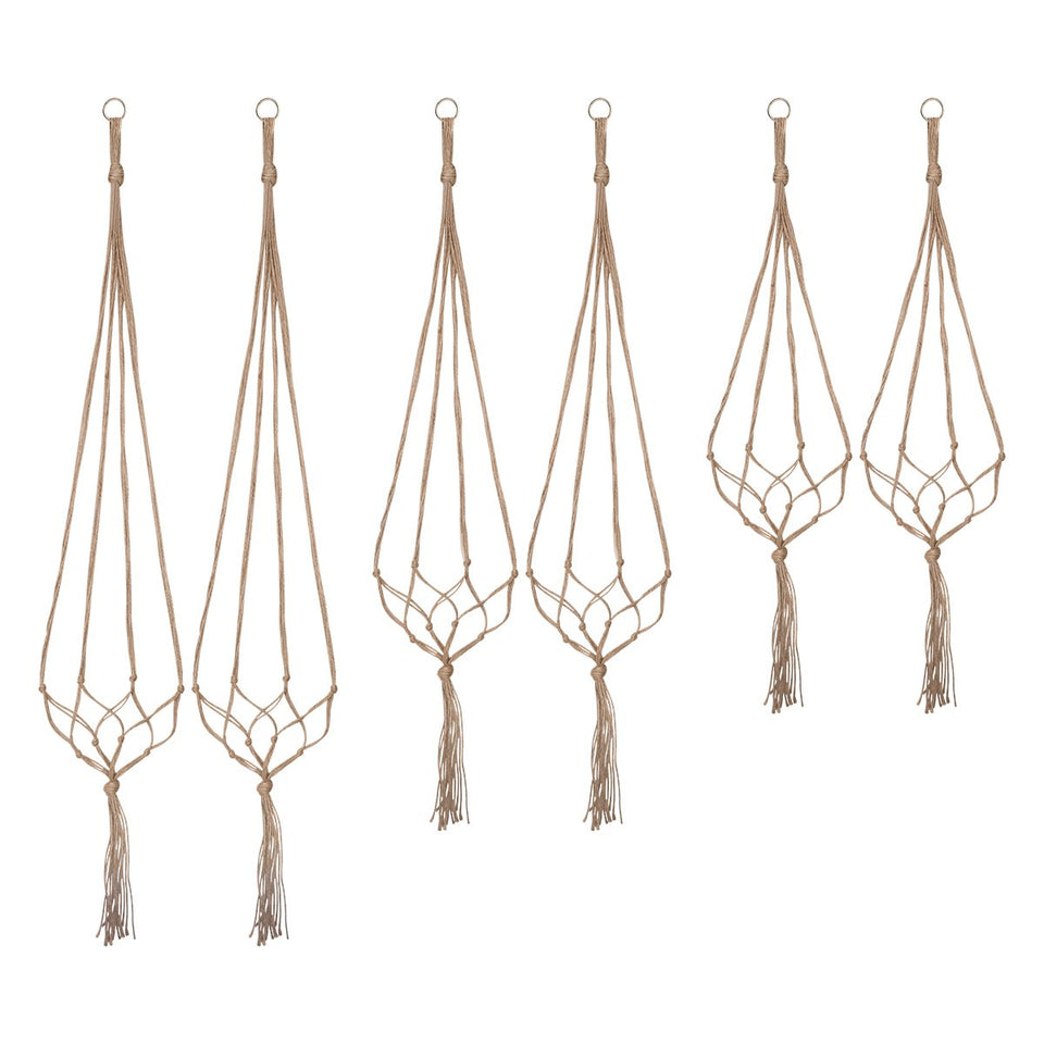 Petutu indoor macrame plant hangers six-pack for stylish room display.