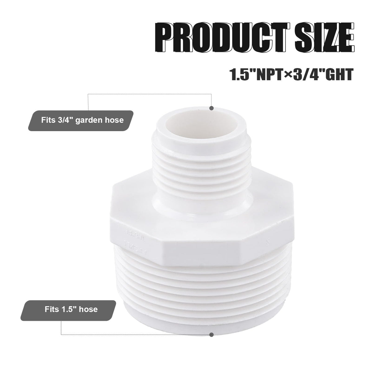 PEUTIER adapter demonstrates threaded ends for a secure, leak-free fit.