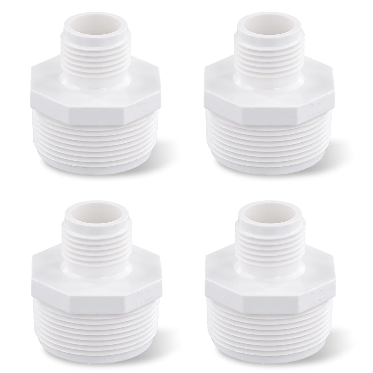 PEUTIER PVC garden hose adapters shown as a 2-pack ready for pools and pumps.